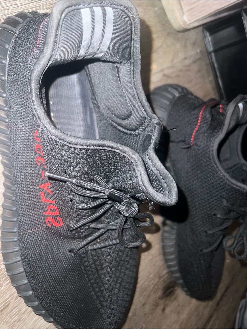 adidas Black Knit Men's yeezy with Red Stitching